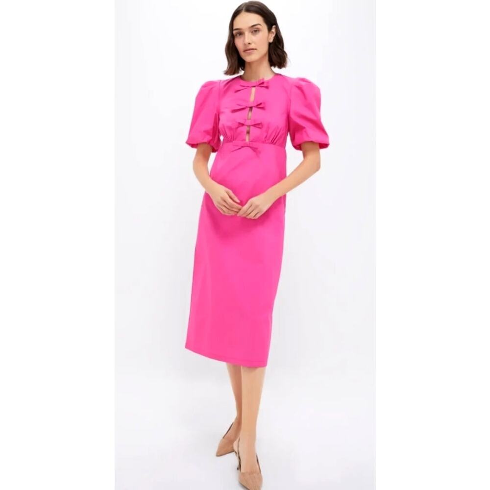 Hyacinth House by Tuckernuck Bright Pink Bows Keelin Midi Dress Size XS
